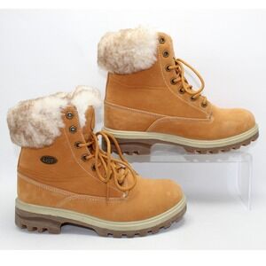 Lugz Empire Hi Faux Fur Lined Boots Womens 8 Tan Lace Up Slip Resistant WEMPHFK